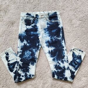 New Else Women's Tye Dye Acid Washed Ankle Skinny Stretch Mid Rise Jeans Size 24